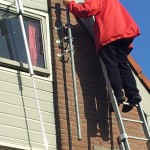Thijs onbevreesd op de ladder